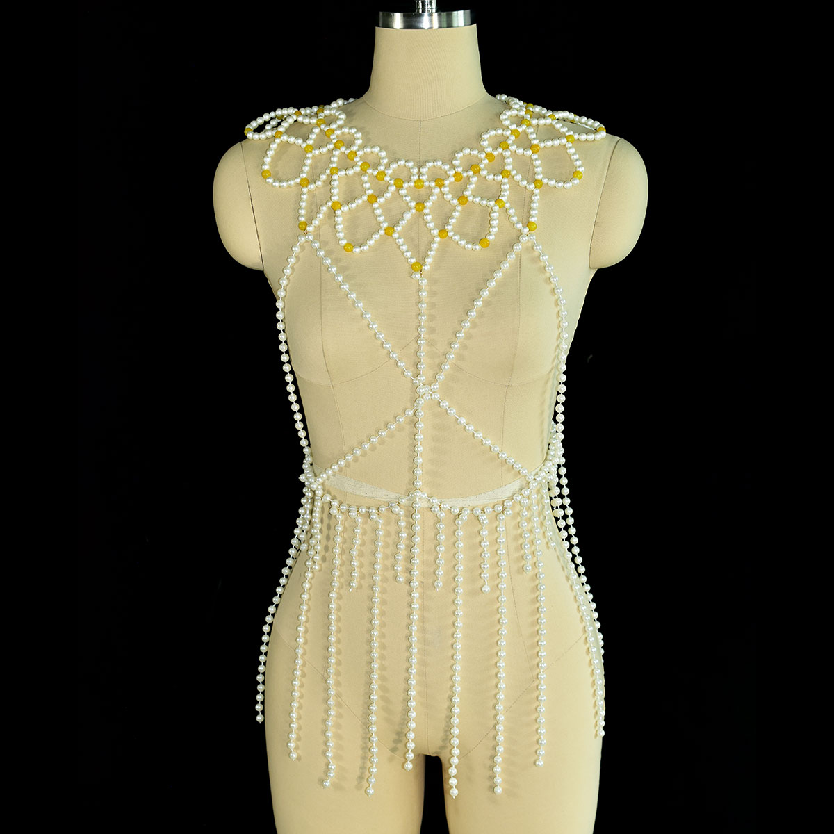 Yellow Body Jewelry - أزياء فو اللؤلؤ الجسم مجوهرات لسيدة