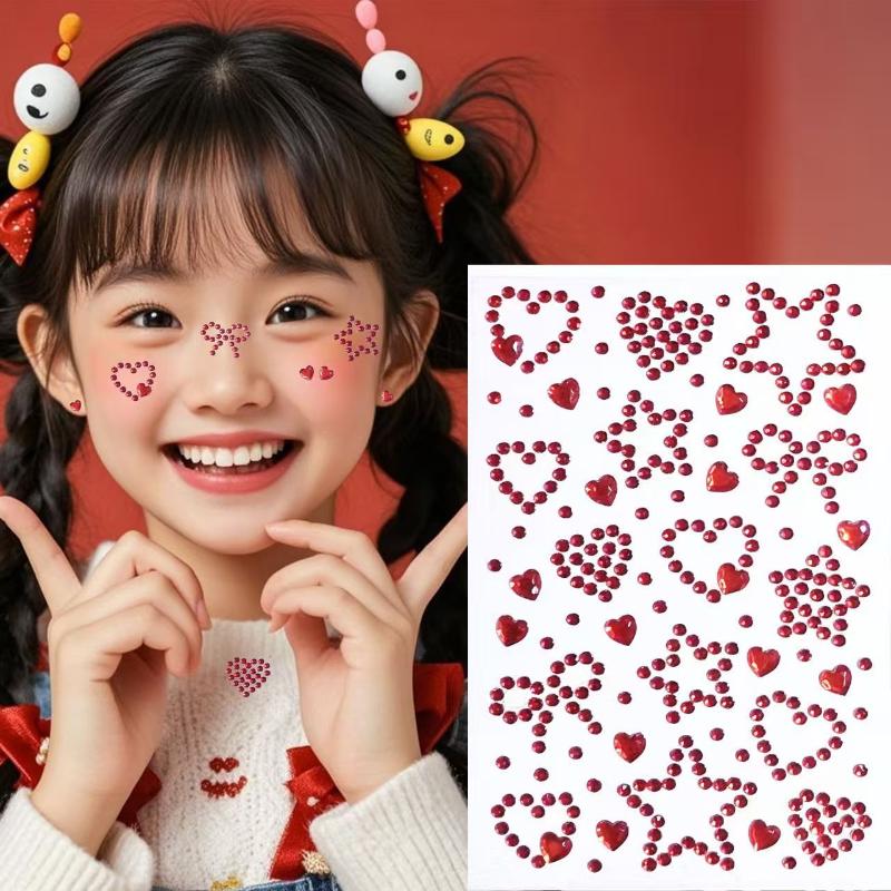 Body Jewelry Stickers - ورقة واحدة من ملصقات الوجه الملونة