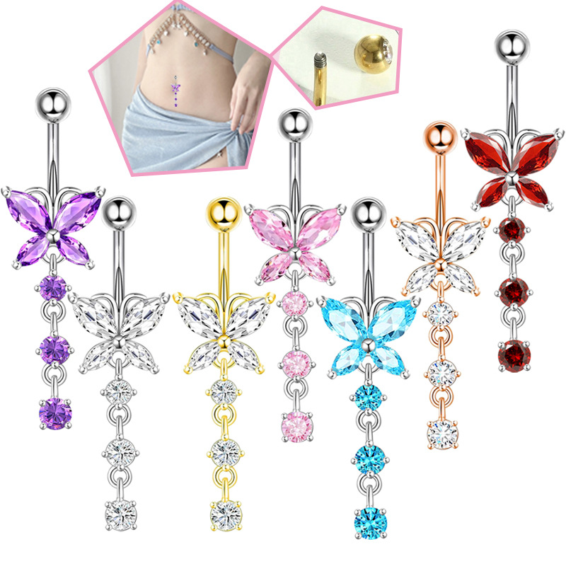 Body Jewelry And Piercing - حلقة سرة البطن من الفولاذ المقاوم
