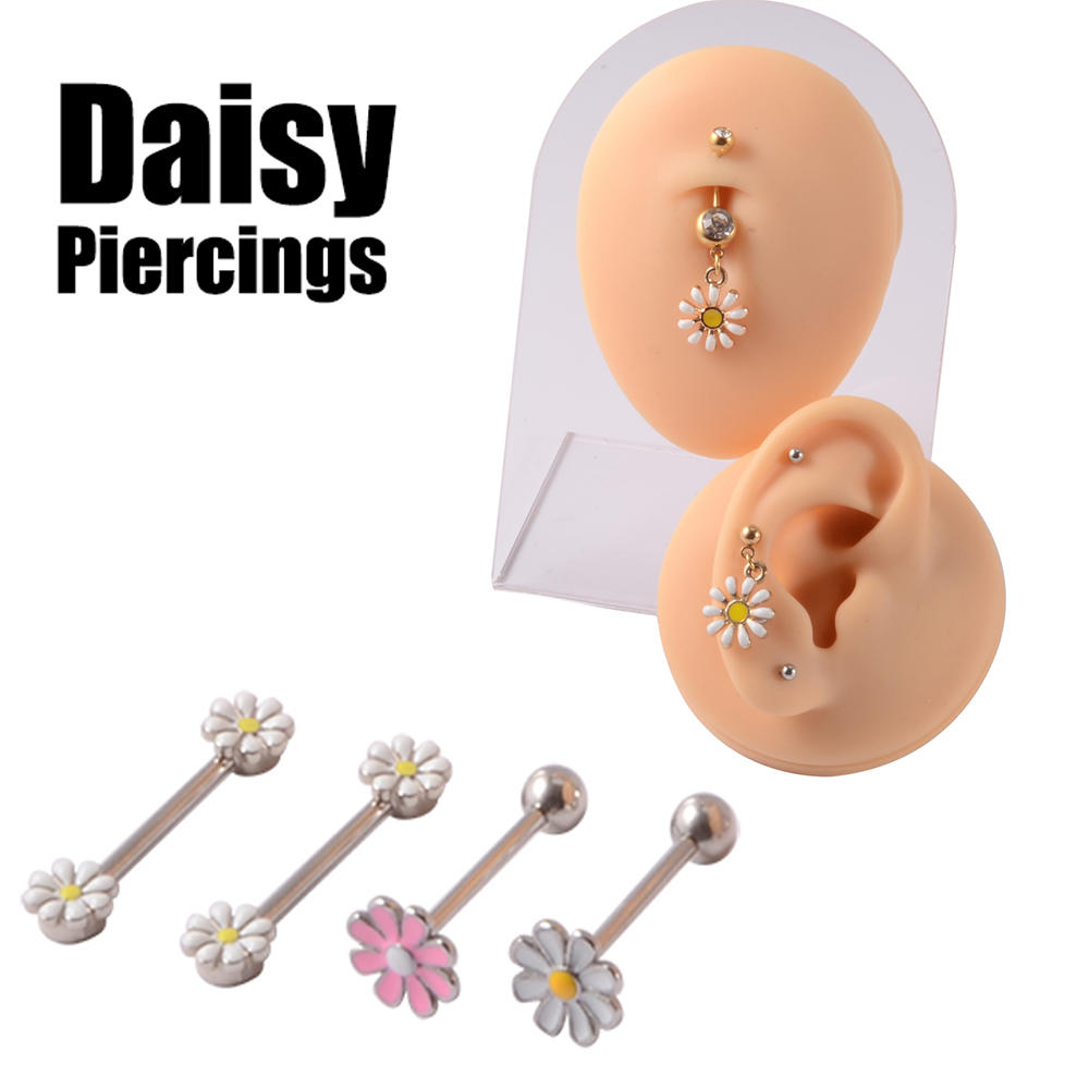 Yellow Body Jewelry - 361L الجراحية الصلب ديزي زهرة ثقب