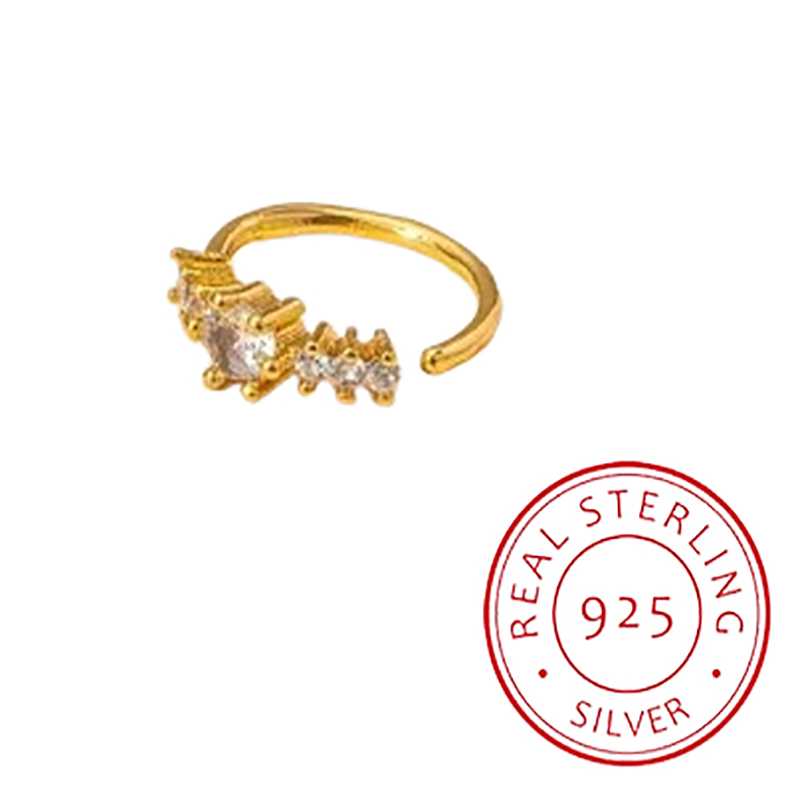 Yellow Body Jewelry - بسيطة صف واحد هندسية S925 الفضة