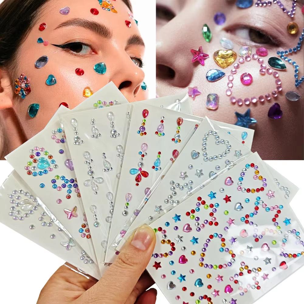 Body Jewelry Stickers - 1 ورقة ملونة القوس / نجمة
