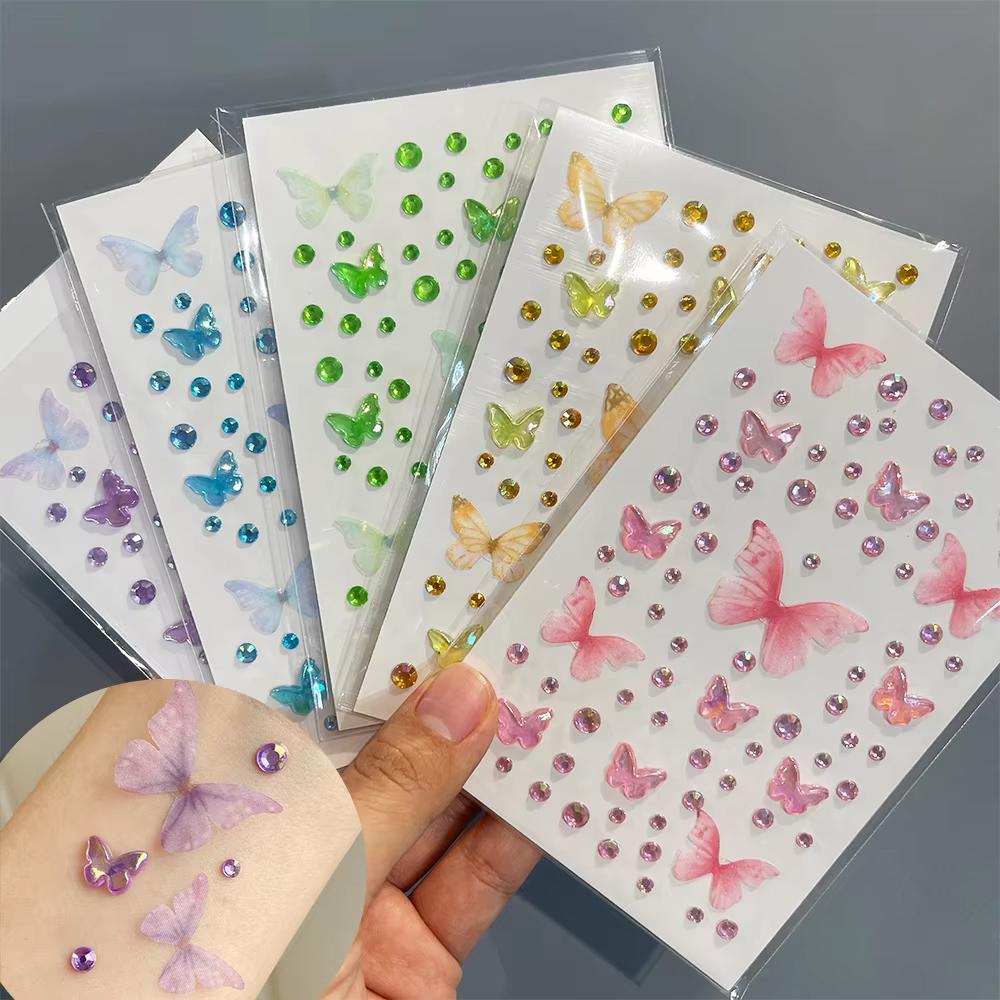 Body Jewelry Stickers - 1 ورقة العيون الوجه ماكياج الفراشة