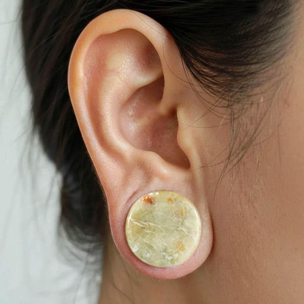 1-2 قطعة سدادة أذن من حجر اليش - مراجعة Yellow Body Jewelry وسعره