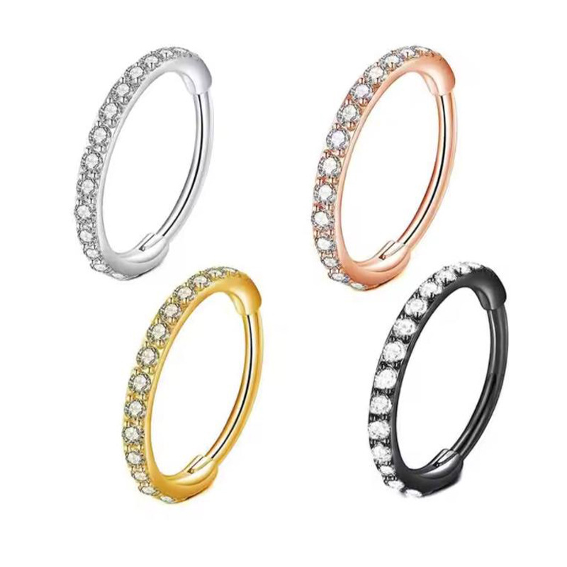 حلقة أنف شفافة 16G مرصعة بالزر - مراجعة Body Jewelry And Piercing وسعره