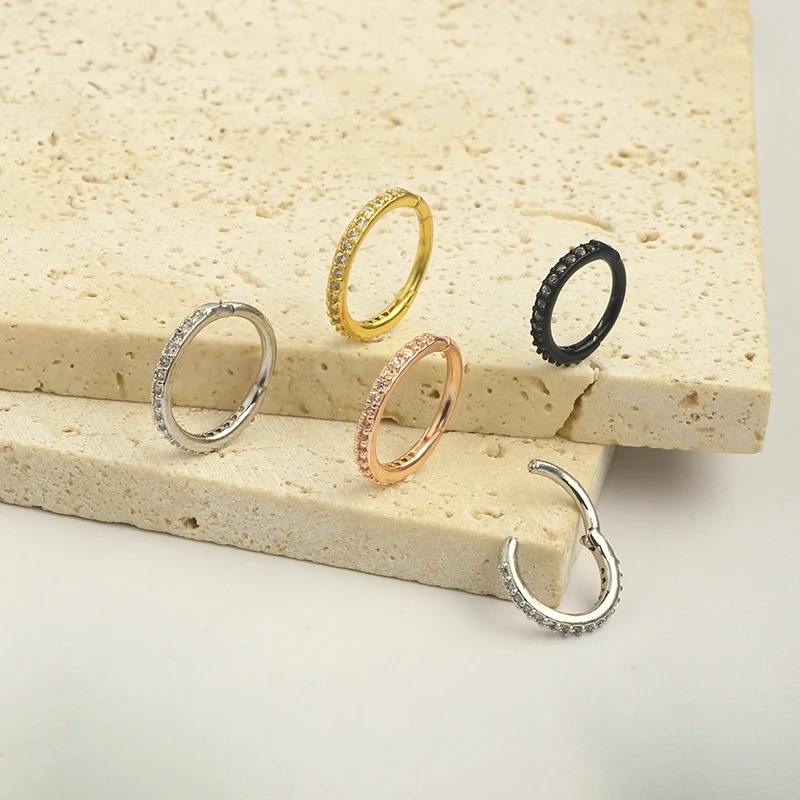 حلقة أنف شفافة 16G مرصعة بالزر - مراجعة Body Jewelry And Piercing وسعره