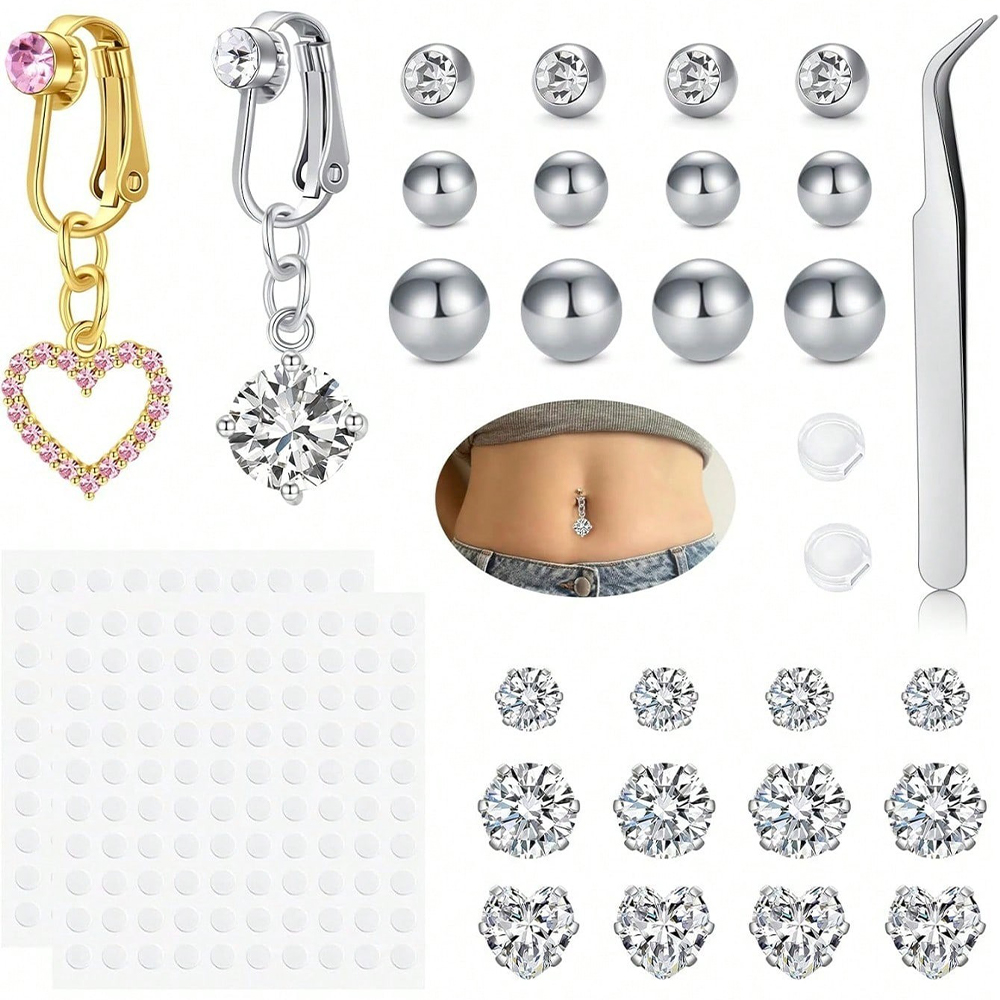 حلقات سرة البطن الذهبية المزيف - مراجعة Body Jewelry And Piercing وسعره